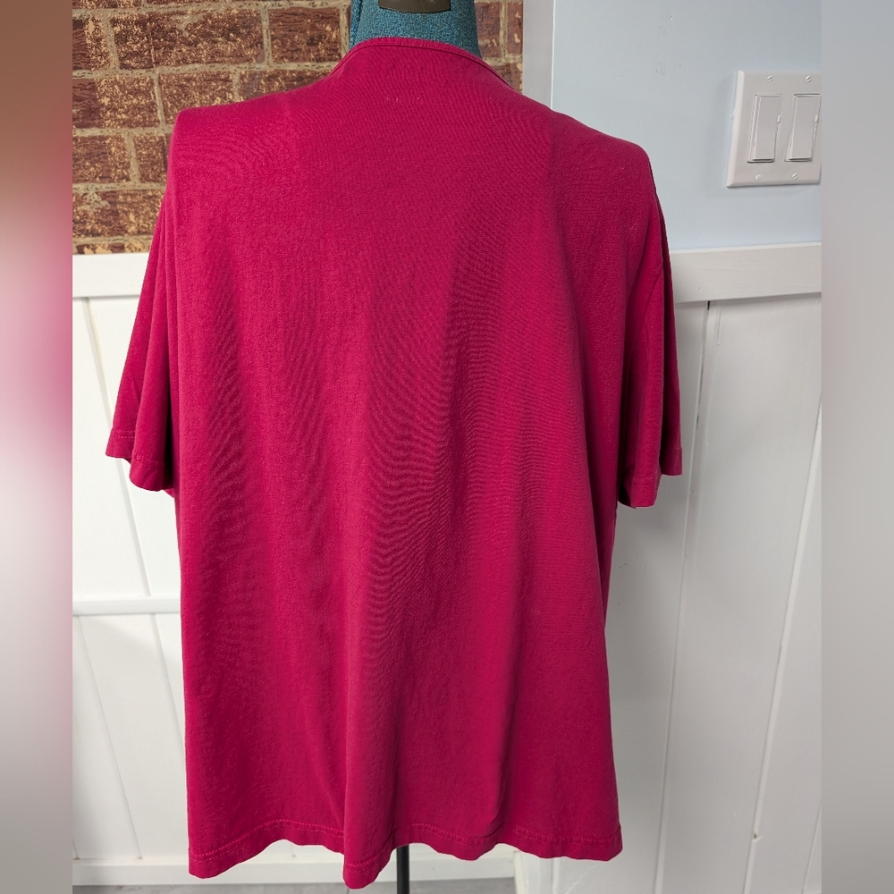 Easy Essentials Eyelet Yoke Red, Woman Plus Size 3X, 100% Cotton Tee - Picture 4 of 12
